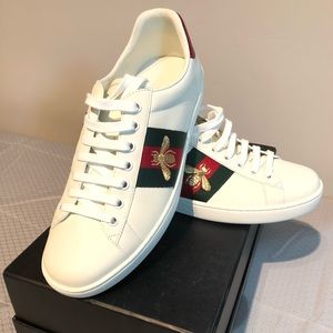 Gucci Ace Bee White Sneakers Sz EUR 43
